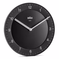 Braun Classic Analogue Wall Clock with Quiet Quartz Movement, 20cm, Black, BC06B