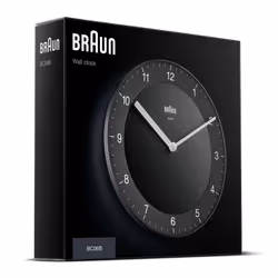 Braun Classic Analogue Wall Clock with Quiet Quartz Movement, 20cm, Black, BC06B