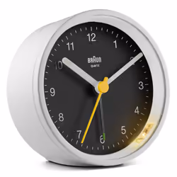 Braun BC12WB, Quartz alarm clock, Round, Black, White, Analog, Battery, AAA
