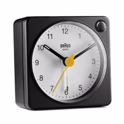 Braun BC02XBW, Quartz alarm clock, Rectangle, Black, White, Analog, Battery, AA