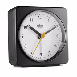 Braun BC03BW, Quartz alarm clock, Rectangle, Black, White, Analog, Battery, AA