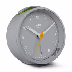 Braun BC12 classic analogue alarm clock - grey, Quartz alarm clock, Round, Grey, Indoor, Analog, Battery