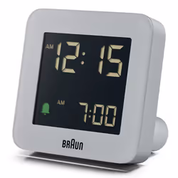 Braun Digital Alarm Clock with Snooze, LCD Display, Grey, BC09G