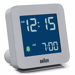 Braun Digital Alarm Clock with Snooze, LCD Display, Grey, BC09G
