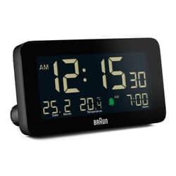 Braun Digital Alarm Clock with Date, Month and Temperature Display, Black, BC10B