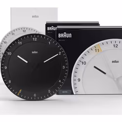 Braun Wall Clock New Home Gift Bundle with Silent Sweep Movement, Easy To Read, 30cm Diameter, Black & White, model BC17B, BC ...