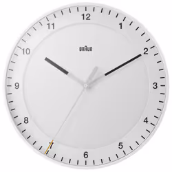 Braun Wall Clock New Home Gift Bundle with Silent Sweep Movement, Easy To Read, 30cm Diameter, Black & White, model BC17B, BC17W (2 Pack)