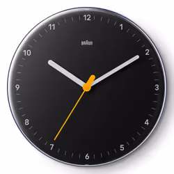 Braun Classic Analogue Wall Clock with Silent Sweep Movement - Black