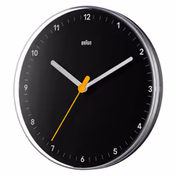 Braun Classic Analogue Wall Clock with Silent Sweep Movement - Black