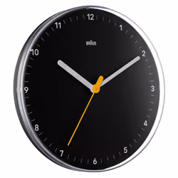Braun Classic Analogue Wall Clock with Silent Sweep Movement - Black