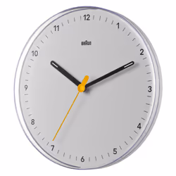 Braun Classic Analogue Wall Clock with Silent Sweep Movement - White