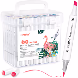 Markers 59+1 Colours, Water-Based Dual Tip Colouring Pens for Anime and Manga, Sketching, Drawing, Art Markers Set with 1 Col ...