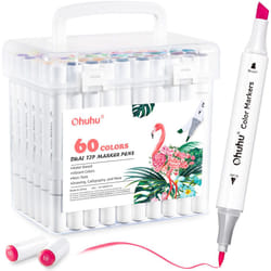 Markers 59+1 Colours, Water-Based Dual Tip Colouring Pens for Anime and Manga, Sketching, Drawing, Art Markers Set with 1 Colourless Blender and