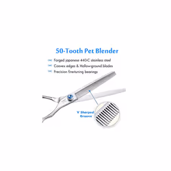 7" 50 Teeth Thinning Dog Grooming Scissor Ergonomic Pet Grooming Thinning Shears Blender Dog Cat Trimming Texturizing Kit 30% Thinning Rate