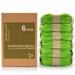 Greenland Eco-Friendly Refill Film Rings Compatible with Tommee Tippee Simplee Sangenic & Twist & Click (6-Pack)