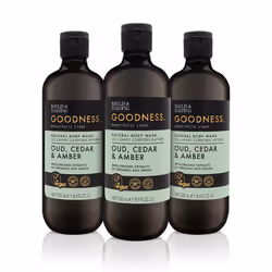 Goodness Oud, Cedar and Amber Body Wash, 500 ml (Pack of 3) - Vegan Friendly