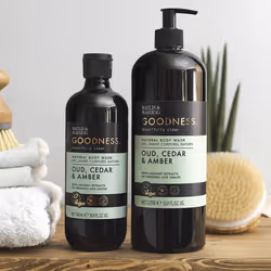 Goodness Oud, Cedar and Amber Body Wash, 500 ml (Pack of 3) - Vegan Friendly