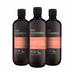 Goodness Men's Sandalwood & Vanilla Natural Shower Gel, 500 ml (Pack Of 3) - Vegan Friendly