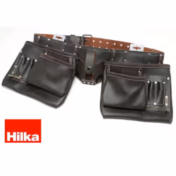 HILKA Heavy Duty Oil Tanned Double Leather Tool Belt Pro Joiners Pouch
