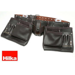 HILKA Heavy Duty Oil Tanned Double Leather Tool Belt Pro Joiners Pouch