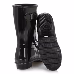 Hunter Original Gloss Short Black Synthetic Wellington Boots - UK 8