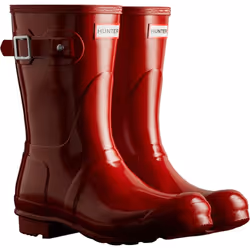 ) Hunter Original Short Gloss Rubber Women's Military Red Wellington Boots - Red, 5 (Adults'