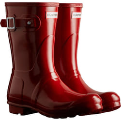 ) Hunter Original Short Gloss Rubber Women's Military Red Wellington Boots - Red, 5 (Adults'