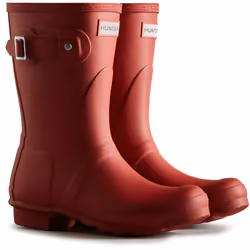 ) Hunter Original Short Rubber Women's RED Wellington Boots - Red, 6 (Adults'