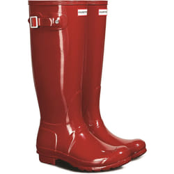 ) Hunter Original Tall Gloss Rubber Women's Military Red Wellington Boots - Red, 8 (Adults'