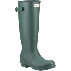 ) Hunter Original Tall Back Adjustable Rubber Women's Green Wellington Boots - Green, 5 (Adults'