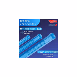 Cold Chisels Set of 3 by Footprint - Drop Forged Carbon Steel for Superior Strength. Hardened Edge for Long Cutting Life. Ideal Masonry/Bricklaying