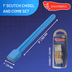 1.5" Scutch Chisel and Combs Set - Footprint. Superior Strength Drop Forged Handle. 5 Double-Ended Combs Included. Essential Builders Hand Tools for a