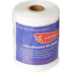 Footprint 623 Bricklayers Line-Finely Braided Nylon-Made in Britain, White, 100 Meters
