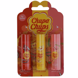 Chupa Chups Lip Balm Set - Watermelon Mix, Lemon Sorbet, Peach Pulp