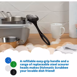 Dishmatic Scrubbee Stainless Steel Scourer Head Refills for Cleaning BBQ, Grill, Oven â Kitchen Washing-Up Handle Refills â Pack of 2