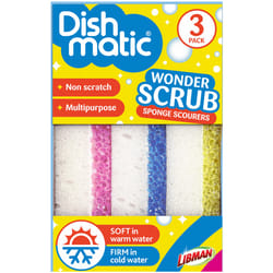 Dishmatic Essentials Non-Scratch Wonder Scrub Sponge Scourers- 3 Pack