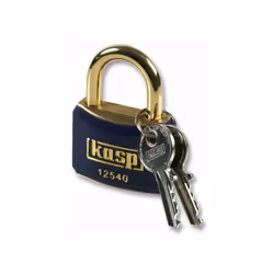 KASP SECURITY - Blue Padlock with Brass Shackle Keyed Alike 40mm