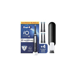 iO4 Electric Toothbrush Black (+Travel Case)+ Toothbrush Heads, Pack of 4 Counts
