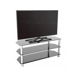 King Glass TV Stand 114cm, Chrome Legs, Black Glass, for TVs up to 55"