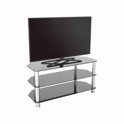 King Glass TV Stand 100cm, Chrome Legs, Black Glass, for TVs up to 50"