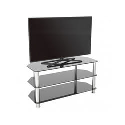 King Glass TV Stand 100cm, Chrome Legs, Black Glass, for TVs up to 50"