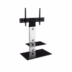 King Cantilever TV Stand with Brackets, Silver, Rectangle Base, TVs up to 60"