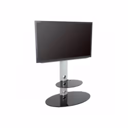 King Cantilever TV Stand with Brackets, Silver, Oval Base, TVs up to 60"