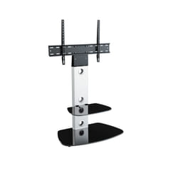 King Cantilever TV Stand with Brackets, Silver, Rounded Base, TVs up to 60"