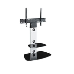 King Cantilever TV Stand with Brackets, White, Rounded Base, TVs up to 60"