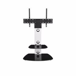 King Cantilever TV Stand with Brackets, White, Rounded Base, TVs up to 60"