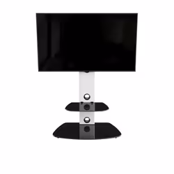 King Cantilever TV Stand with Brackets, White, Rounded Base, TVs up to 60"