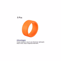 Silicone Rubber Bands Rings Non-slip 1" Orange for Wrapping Paper, Cord Wraps, Bundle 5pcs