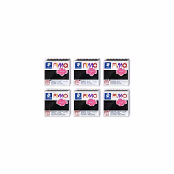 FIMO Soft Polymer Oven Bake Modelling Clay - 57g Blocks - Set of 6 - Black