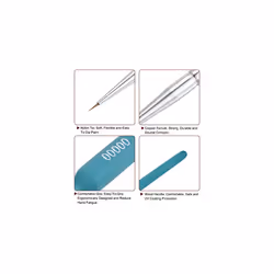 5pcs Detail Paint Brushes 3mm Pointed Tip 180mm Length Nylon Hair Miniature Painting Brush for Watercolor Oil Acrylic Painting(00000#), Blue